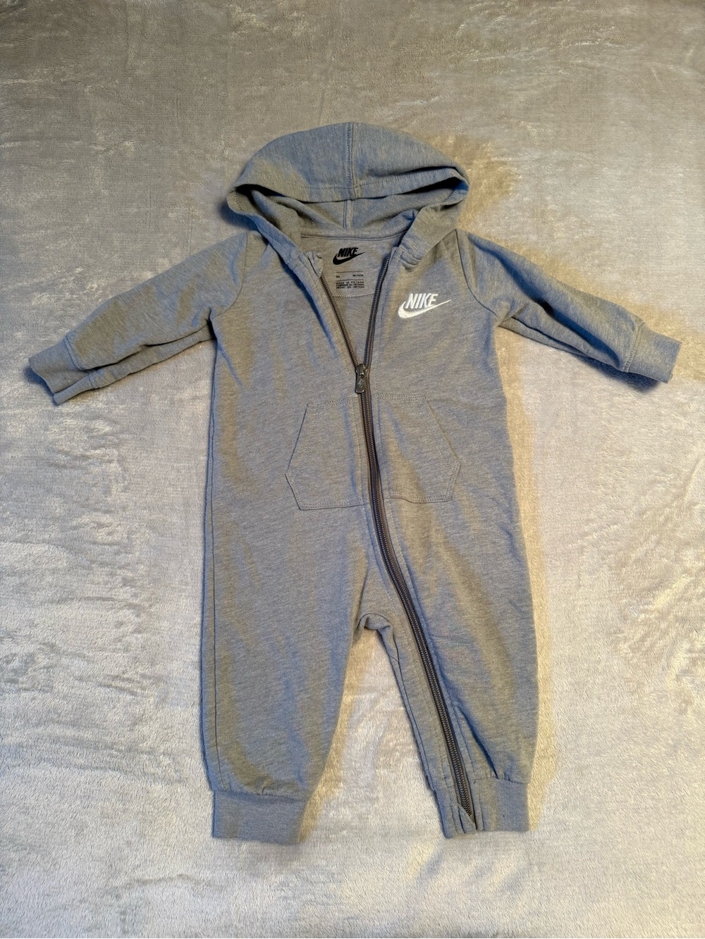 Nike Baby 9M Gray Hooded One-Piece Coverall